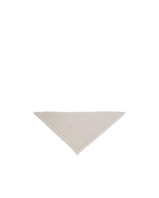 Gucci White Double G Silk Wool Shawl