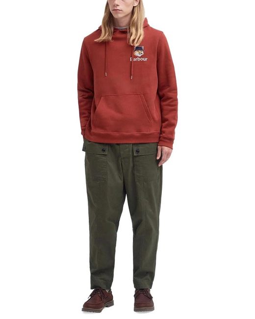 Maison Kitsuné Red Barbour X Maison Kitsun É Fox Hooded Hoodie for men