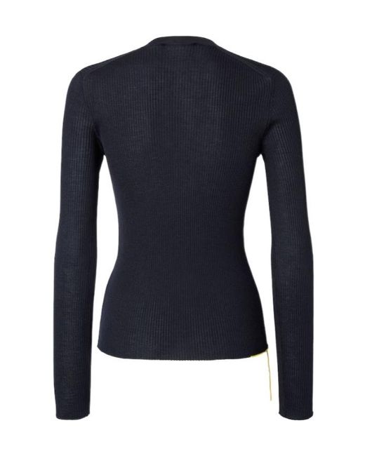 Fendi Blue Wool Ribbed Sweater