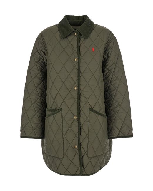 Polo Ralph Lauren Green Logo Embroidered Down Coat