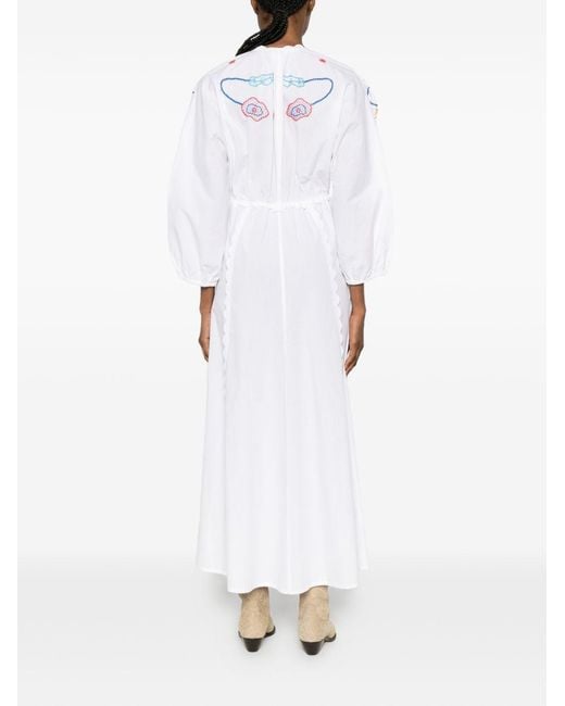 Forte_forte White Floral-Embroidered Cotton Maxi Dress