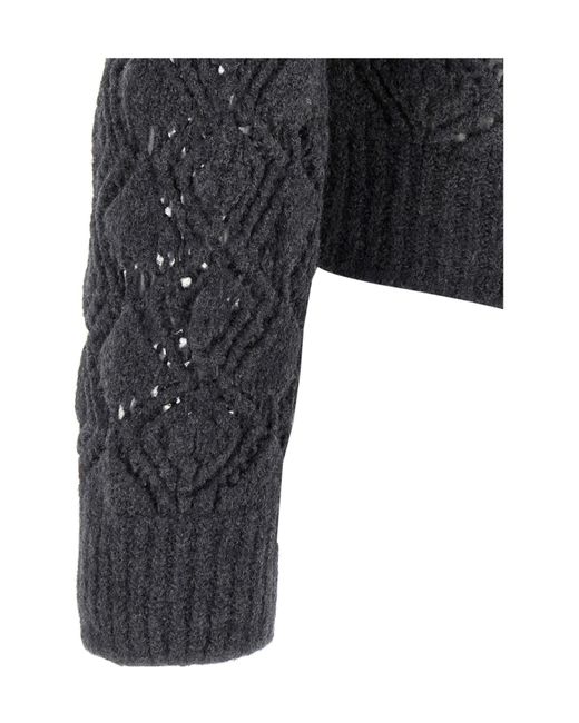 Jil Sander Black Openwork Wool Cardigan for men