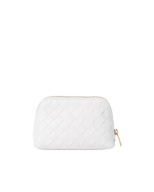 Bottega Veneta White Collision Color V-Shaped Makeup Bag
