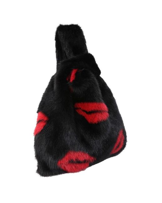 Simonetta Ravizza Red Furrlips Lip Pattern Handbag
