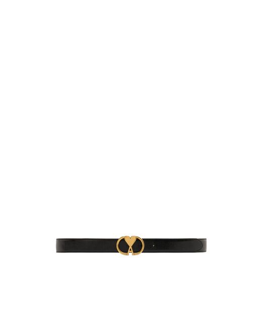 AMI White Ami De Coeur-Buckle Leather Belt