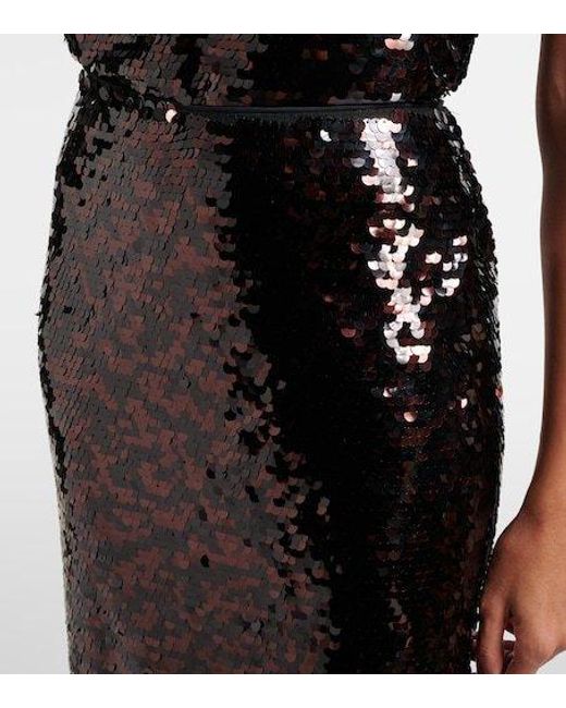 Staud Black Ciara Sequined Pencil Skirt