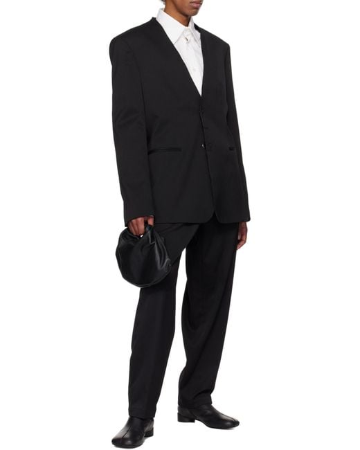 MM6 by Maison Margiela Black Single-Breasted Raw-Cut Edge Blazer for men