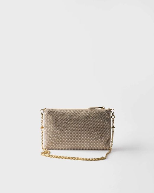 Prada Gray Mini Crystal-Studded Bag With Shoulder Strap