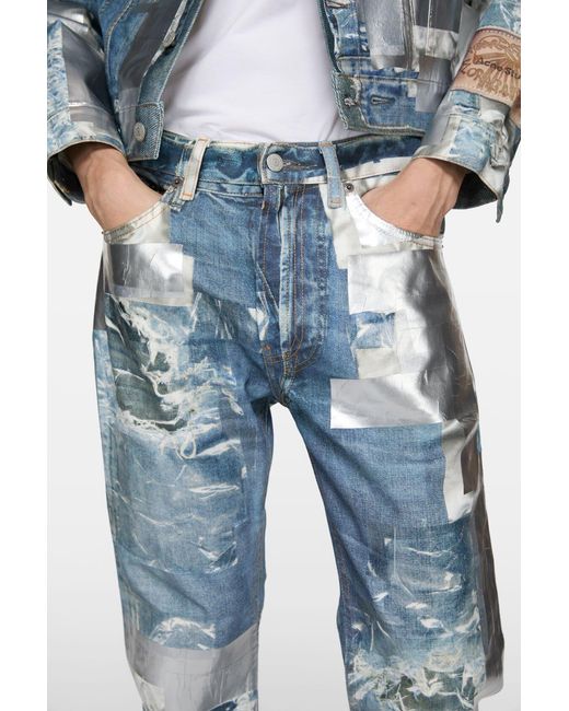 Acne Blue Coated Patchwork Jeans for men