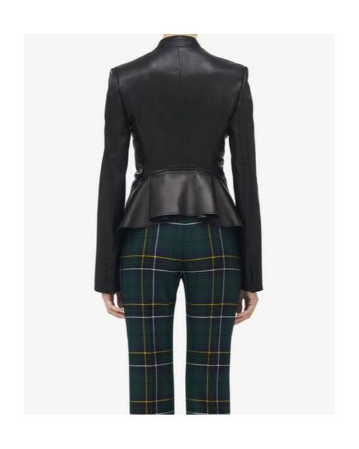 McQueen Black Leather Peplum Jacket