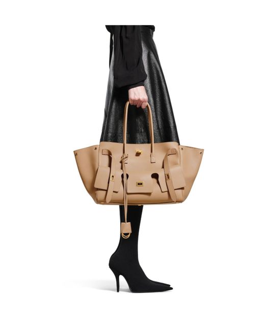 Balenciaga Bel Air Twist-Lock Medium Tote Bag in Brown | Lyst