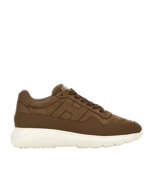 Hogan Brown Interactive 3 Lace-Up Sneakers for men