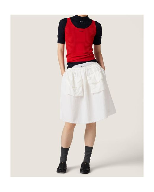 Miu Miu Blue Ribbed Knitted Jumper