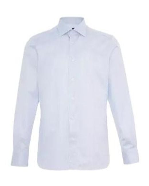 Zegna White Lapel Long-Sleeved Shirt for men
