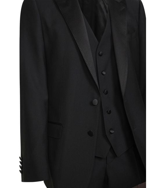 Dolce & Gabbana Black Single-Breasted Tailored Suit for men