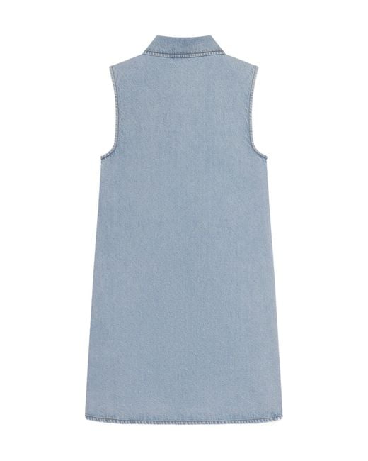 FRAME Blue Pointed Collar Denim Dress