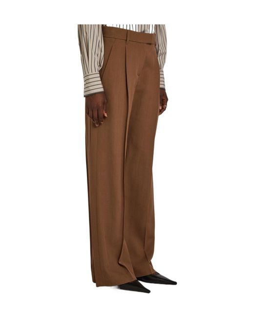 Brunello Cucinelli Brown Tailored Wide-Leg Wool-Blend Trousers