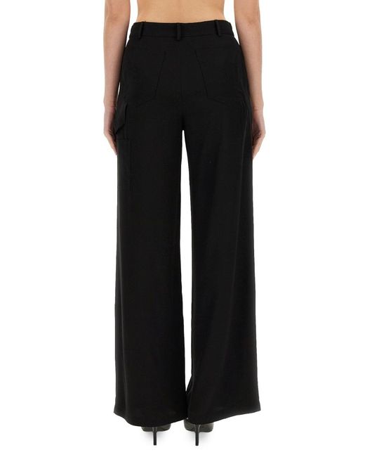 Moschino Black Wide-Legged Button Casual Pants