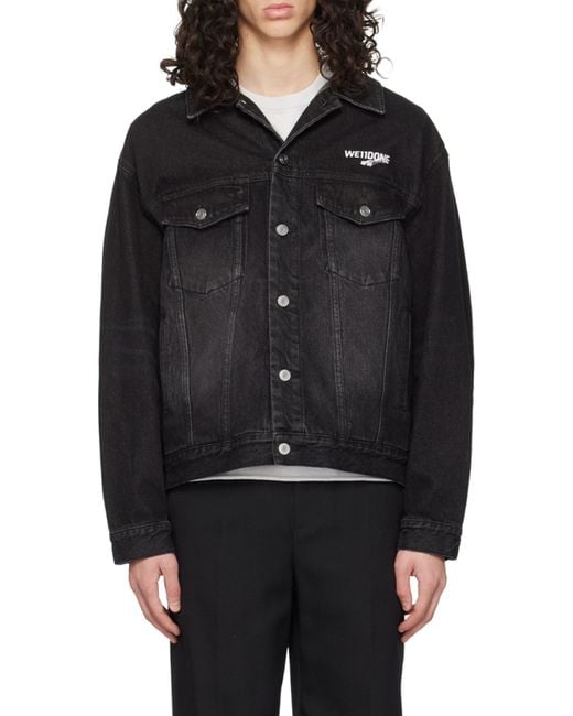 we11done Black Logo-Print Denim Jacket for men