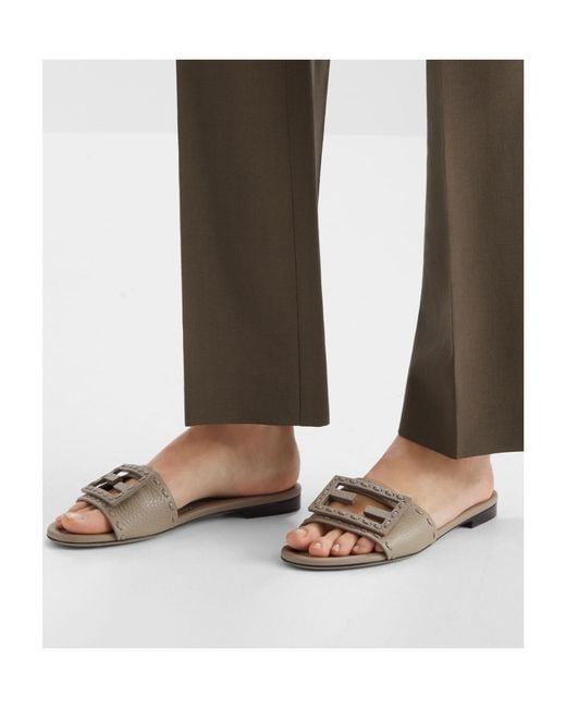 Fendi White Baguette Ff Slip-On Slides