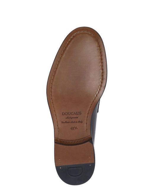 Doucal's Black Penny-Slot Almond Toe Loafers for men