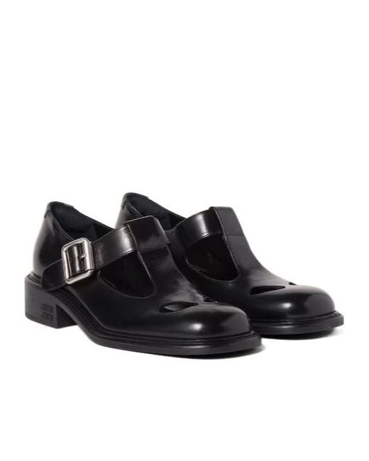 Miu Miu Black Leather T-Bar Shoes