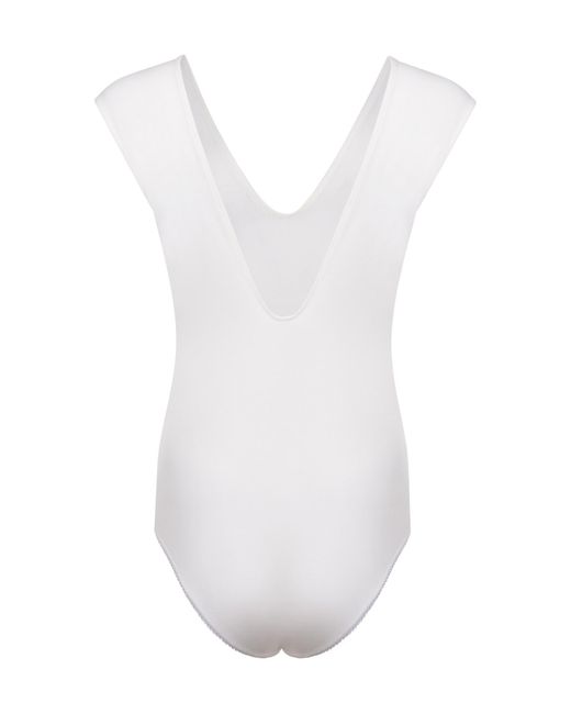 Alysi White Deep V-Neck Bodysuit