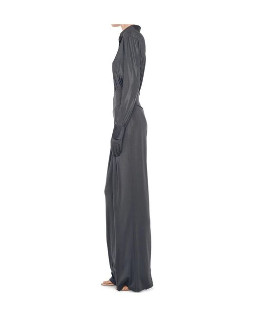 Norma Kamali Gray Metallic Detailed Long-Sleeve Shirt