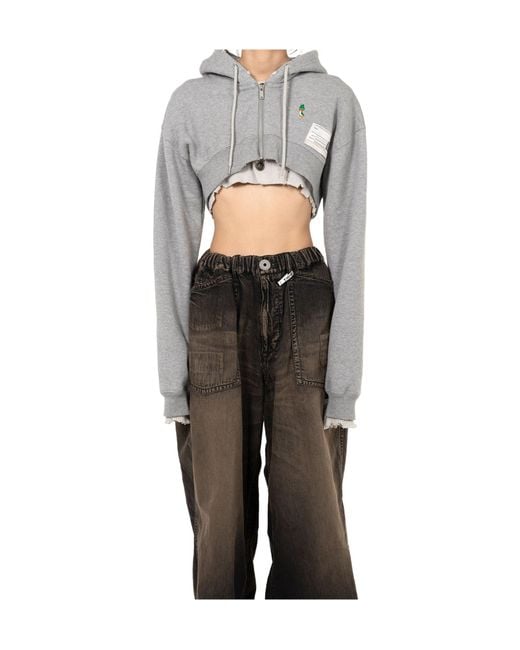 Maison Mihara Yasuhiro Gray Cropped Hoodie