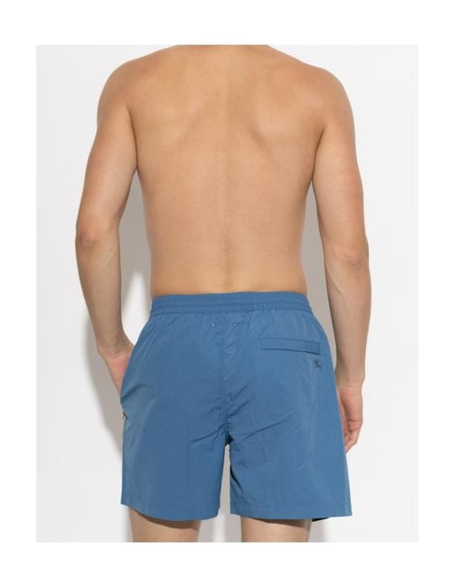 Burberry Blue Checked Trim Swim Shorts for men