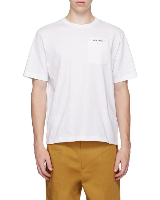 Palm Angels White Logo Printed Crewneck T-Shirt for men