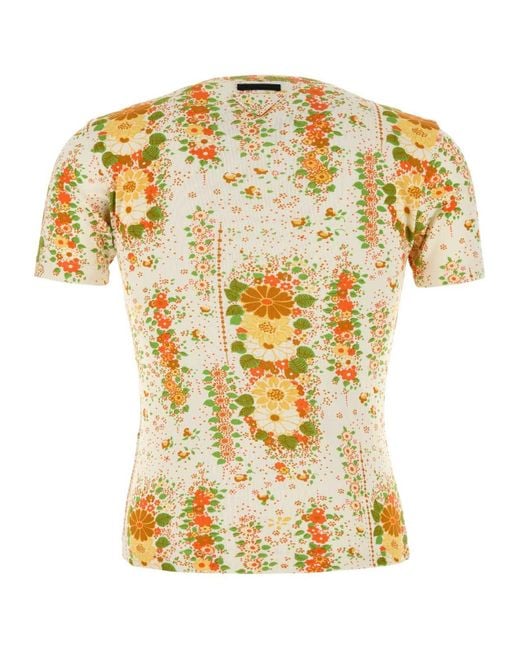 Prada Metallic Graphic Printed Crewneck T-Shirt for men