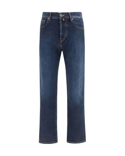 Jacob Cohen Blue Logo Patch Straight Leg Jeans for men