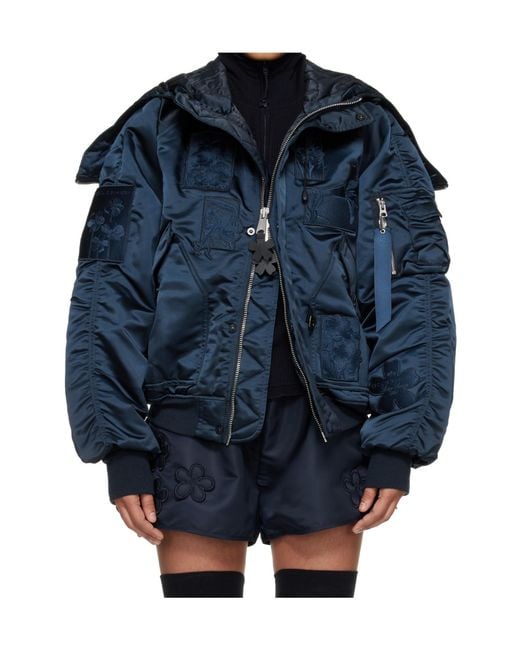 CECILIE BAHNSEN Blue Alpha Industries X Collaboration N-2B Long-Sleeve Aviator Casual Jacket