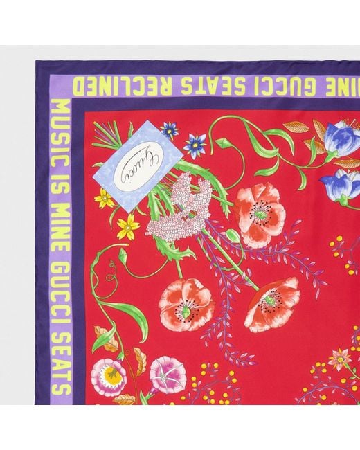 Gucci Red Versatile Tasteful Silk Scarf