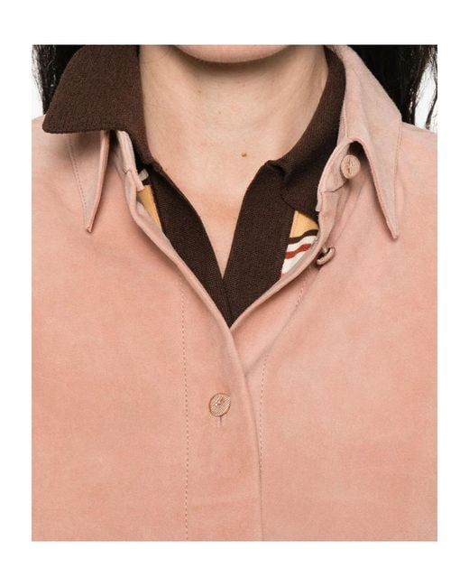 Forte_forte Pink Suede Alba Leather Shirt