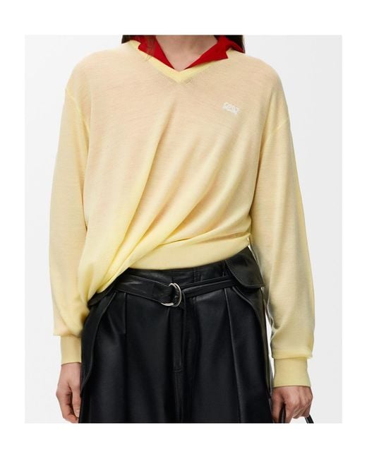 Loewe Yellow Asymmetric Silhouette Knitted Jumper