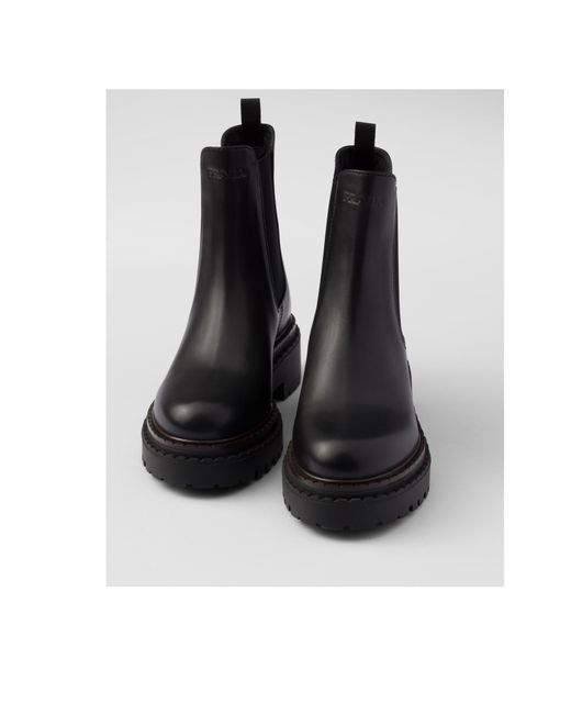 Prada Black Round-Toe Chelsea Boots