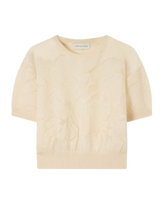 Dries Van Noten Natural Crew Neck Short-Sleeved Sweater