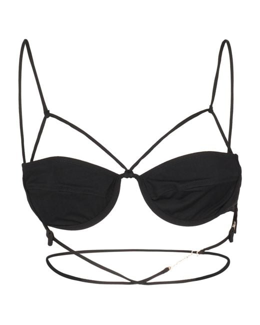 Jacquemus Black Le Haut De Maillot Signature Clasp Fastened Bikini Top