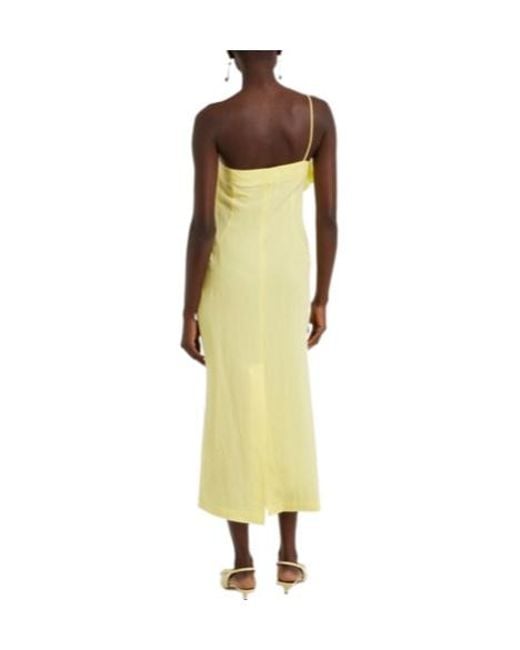 Blumarine Yellow Floral Embroidered Midi Dress