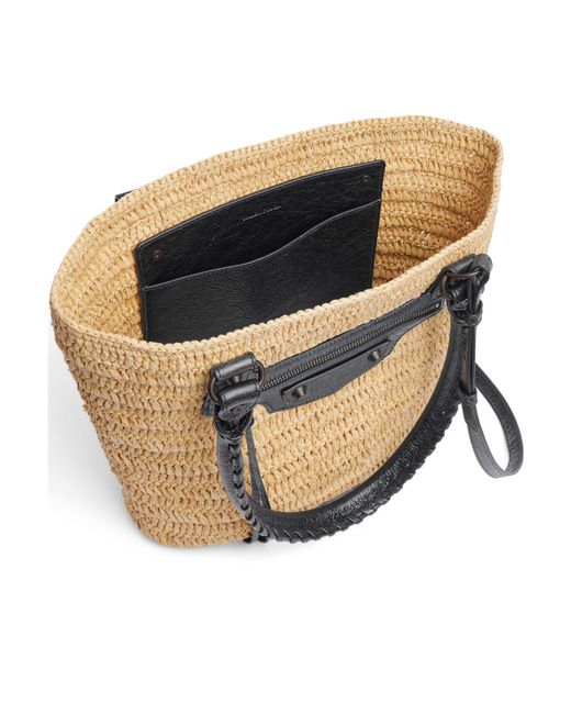 Balenciaga Le Cagole Raffia Basket Bag in White | Lyst