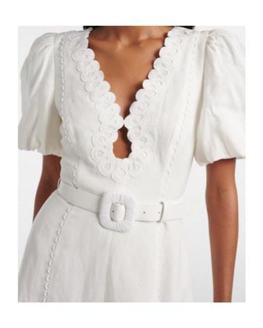 Rebecca Vallance White Kahlia Embroidered Linen-Blend Minidress