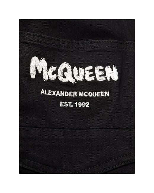 McQueen Black Graffiti Denim Jeans for men