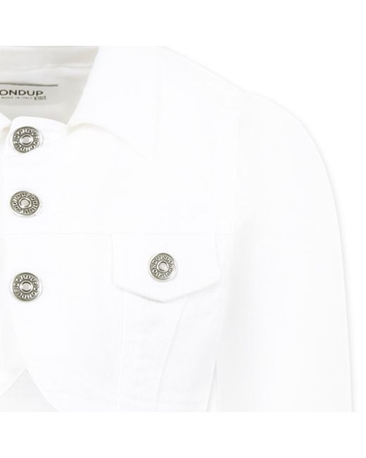 Dondup White Cropped Denim Jacket