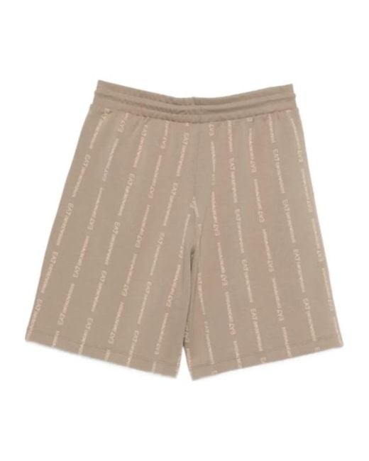 EA7 Brown Logo-Print Shorts for men
