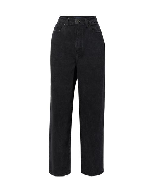 Khaite Black High-Waisted Straight Leg Jeans