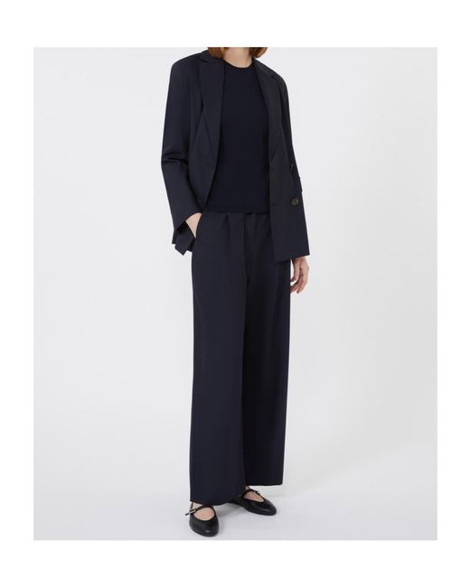 Max Mara Blue Amico Crewneck Three-Quarter-Sleeved Jumper