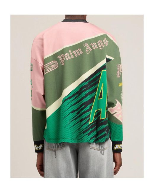 Palm Angels Green Long-Sleeve Graphic T-Shirt for men