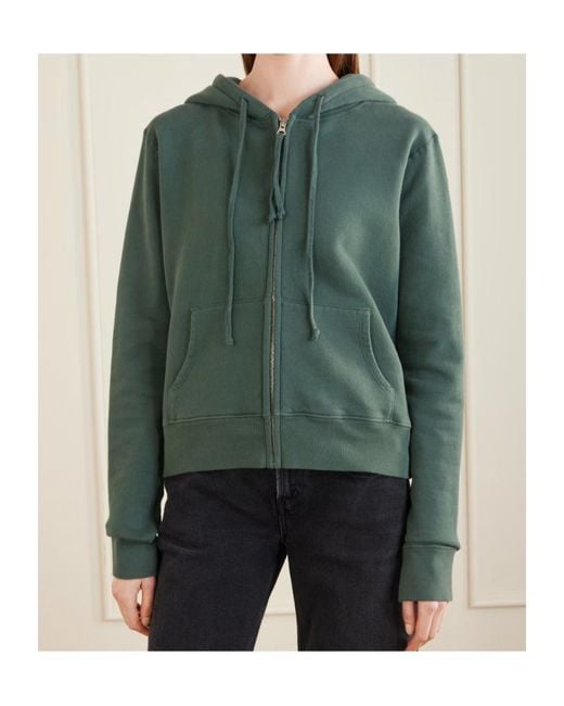 Nili Lotan Green Cotton-Jersey Zip-Up Hoodie